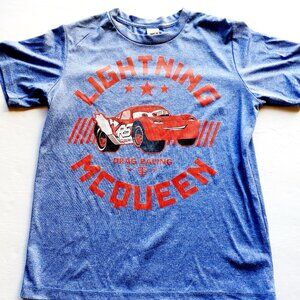 Cars Lightning McQueen Boys T-Shirt Blue Short Sleeve Medium
